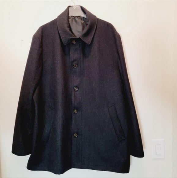 Ralph Lauren Dark Gray Wool Hidden Zipper Button Up 3/4 Qtr Overcoat - Picture 2 of 8